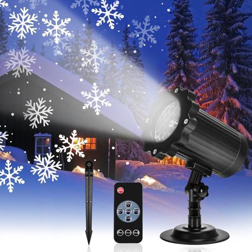 Led Projecteur Noël Lampe Chute De Neige Lumière Avec Télécommande Ip65 Imperméable Extérieur Et Intérieur Noël Décoration Flocon De Neige Led Noël Projection Lumières Pour Noël Fête Anniversaire