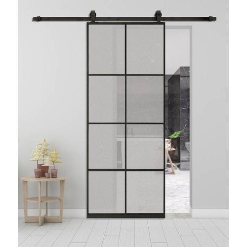 Rail porte coulissante loft/fermière 2m acier noir pour porte en aluminium ou verre