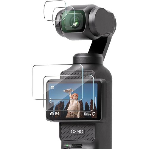 Verre Trempé pour DJI OSMO Pocket 3 Protecteur d'écran, Dureté 9H Camera Protecteur, [Sans Bulles] [Ultra HD] Accessoires Protection Film Vitre Trempé Protection Ecran-Lot de 4