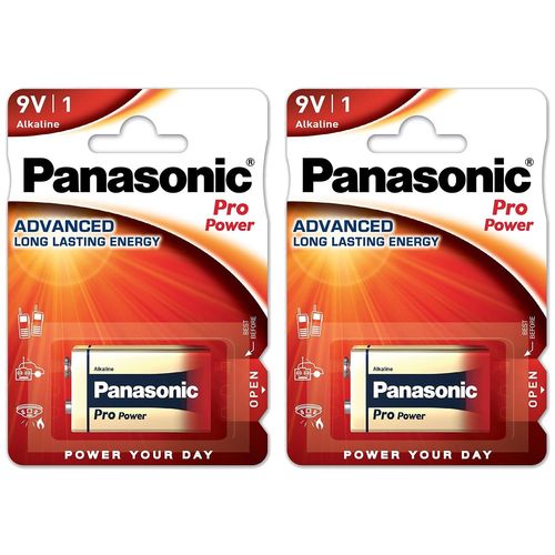 Panasonic Lot de 2 Piles Alcaline Pro Power GOLD 6LR61/9V Block