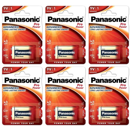 Panasonic Lot de 6 Piles Alcaline Pro Power GOLD 6LR61/9V Block