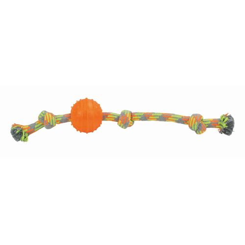 Corde Avec Noeuds Et Balle À Picots 47 Cm - Jouet Pour Chien