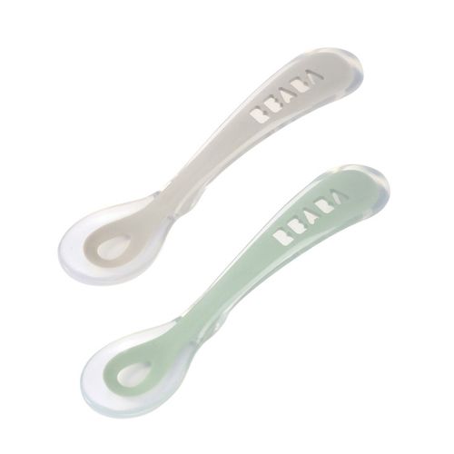 Lot De 2 Cuillères 2ème Âge Silicone Avec Boîte De Transport Sage Green