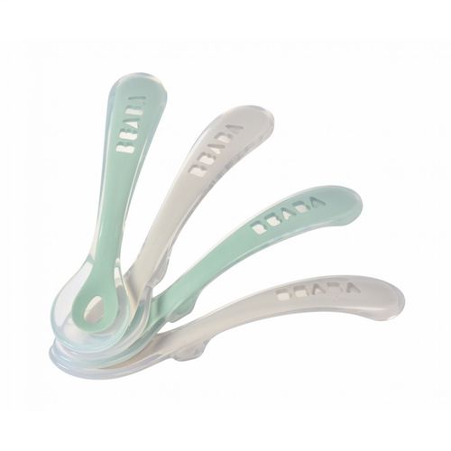 Lot De 4 Cuillères 2ème Âge Silicone Velvet Grey Et Sage Green