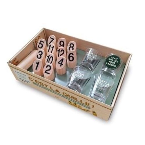 C'est La Quille ! - Coffret Avec 4 Verres À Shot, 1 Mini Jeu De Quilles