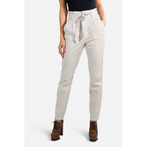 Pantalon Taille Haute Avec Ceinture Blanc Femme