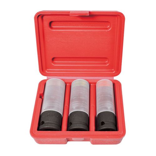 Coffret de 3 douilles longues à choc, 17 - 19 - 21mm