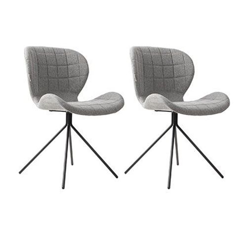 Lot De 2 Chaises Vintage En Tissu Gris - Omg