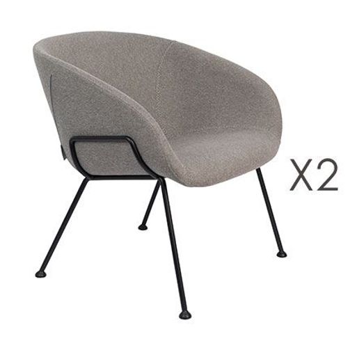 Lot De 2 Fauteuils 70,5x65,5x72 Cm En Tissu Gris - Feston
