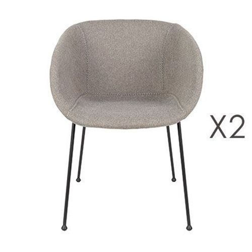 Lot De 2 Chaises 56,5x55x77 Cm En Tissu Gris - Feston