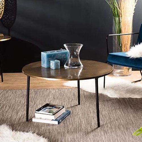 Table Basse Ronde 80x45 Cm En Aluminium Doré - Josy