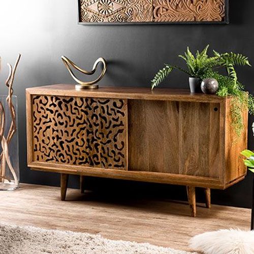 Buffet 2 Portes En Manguier Décor En Bois Chantourné - Manguy