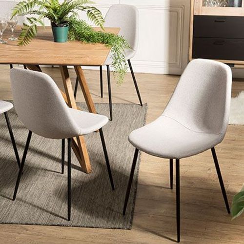 Lot De 2 Chaises Repas En Tissu Beige - Industrio