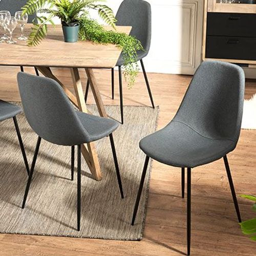 Lot De 2 Chaises Repas En Tissu Anthracite - Industrio