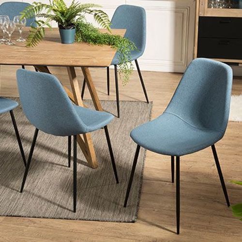 Lot De 2 Chaises Repas En Tissu Bleu - Industrio