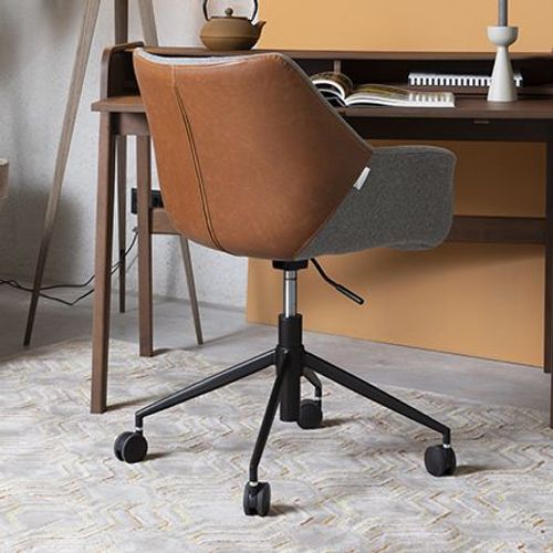 Chaise De Bureau À Roulettes 63x67x79-91 Cm Gris Et Marron - Doulton