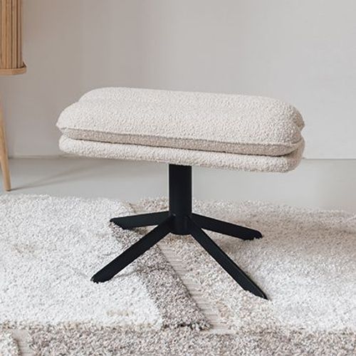 Repose-Pieds 47x60x44,5 Cm En Tissu Effet Bouclettes Blanc - Tyler