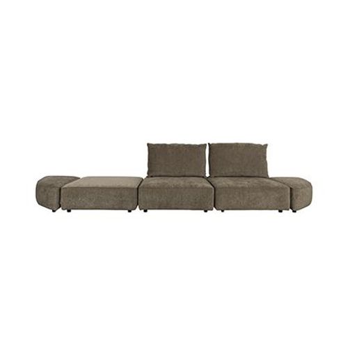 Canapé 5 Places Modulable 417x100x87 Cm En Tissu Kaki - Hunter