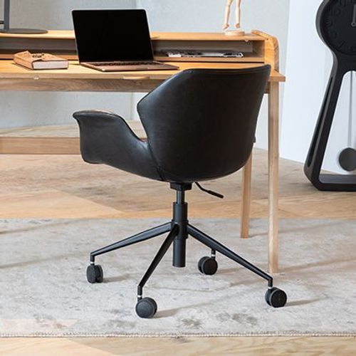 Chaise De Bureau 77x77x77,5 Cm En Pu Noir - Nikki