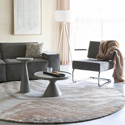 Tapis Rond Design 200 Cm Gris Foncé Et Marron - Solar