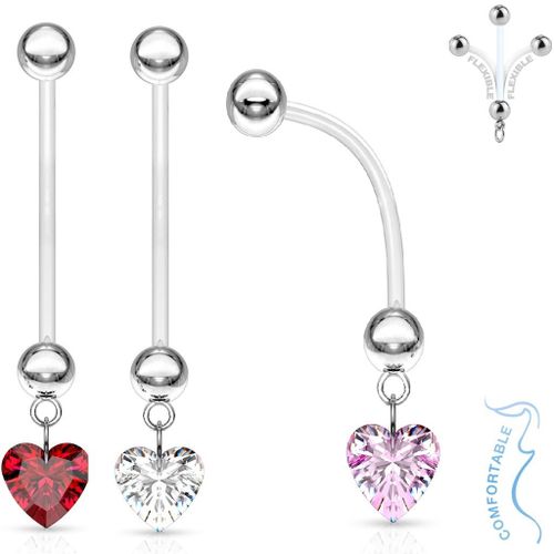 Lot 3 Piercings Nombril Grossesse Zaely Pierre Zirconium Bébé Maternité Longue Barre Acrylique Retainer Lovepiercing