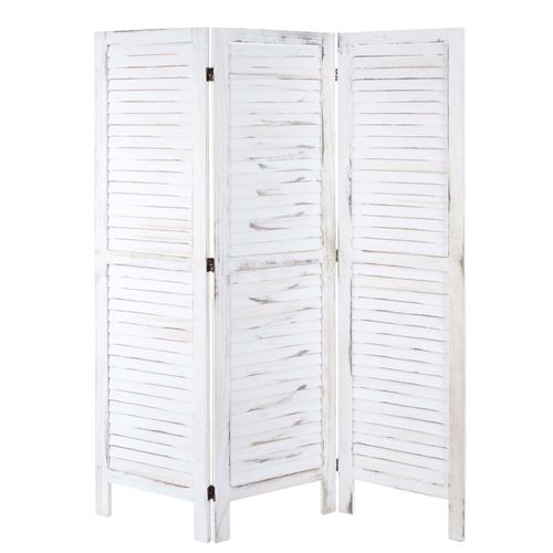 Paravent Hwc-G30, Cloison De Séparation, Pare-Vue, Brise-Vue, Style Shabby Chic, 170x120cm   Blanc