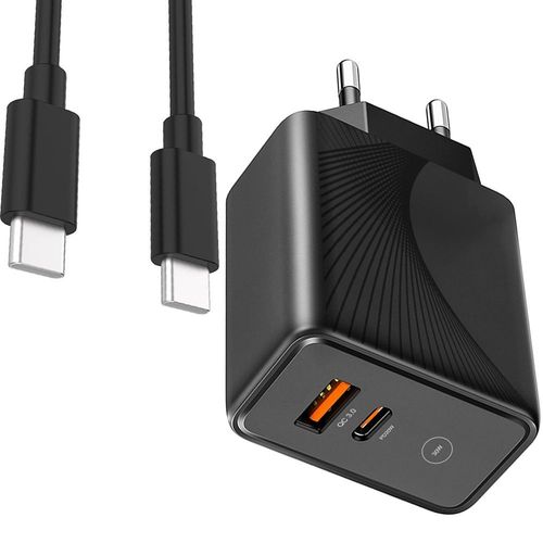 Chargeur 30w 2 Ports - Pd20w+Qc3.0 Avec Câble Usb-C Pour Samsung Galaxy A23 A05s A15 A25 A35 A55 A14 A13 - Noir - E.F.Connection