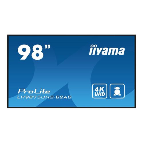 iiyama ProLite LH9875UHS-B2AG - Classe de diagonale 98" (97.5" visualisable) écran LCD rétro-éclairé par LED - signalisation numérique - avec lecteur multimédia intégré / capacité PC à insertion...