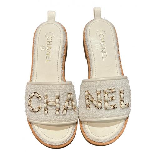 Chanel Sandales en toile Blanc  - chaussures | Rakuten