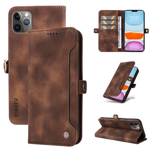 Coque Iphone 11 Pro Max,Etui A Rabat Pour Iphone 11 Pro Max,Etui Portefeuille 4 Emplacements Pour Cartes,1 Money Pocket,Coque Pour Iphone 11 Pro Max,Marron