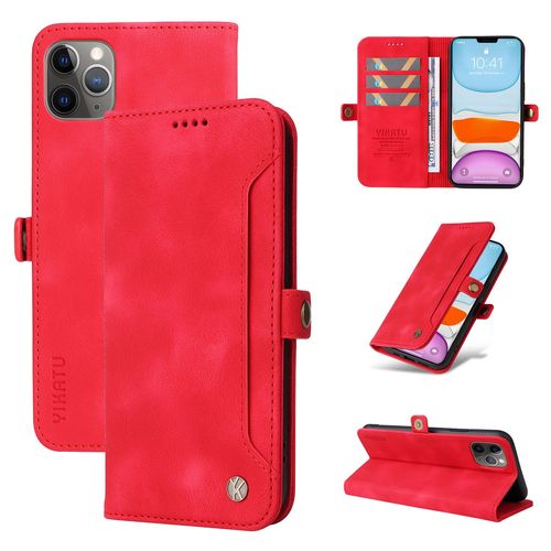 Coque Iphone 11 Pro Max,Etui A Rabat Pour Iphone 11 Pro Max,Etui Portefeuille 4 Emplacements Pour Cartes,1 Money Pocket,Coque Pour Iphone 11 Pro Max,Rouge