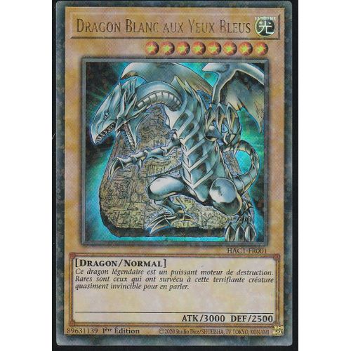 Carte Yu-Gi-Oh - Dragon Blanc Aux Yeux Bleus - Hac1-Fr001 - Dual Terminal - Arsenal Mysterieux Chapitre 1