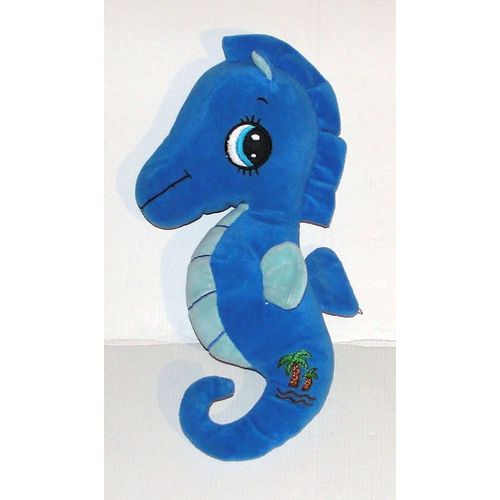 Peluche Hippocampe Sandy Bleu - Doudou Hippocampe 33 Cm