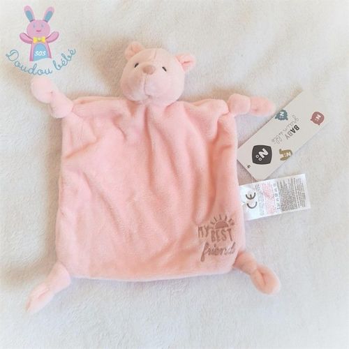 Doudou Plat Ours Rose Pâle "My Best Friend" Grain De Blé Z