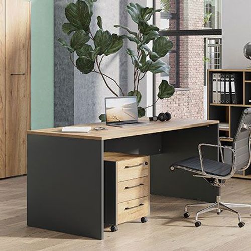 Bureau 158x79x75 Cm Chêne Et Anthracite - Arod