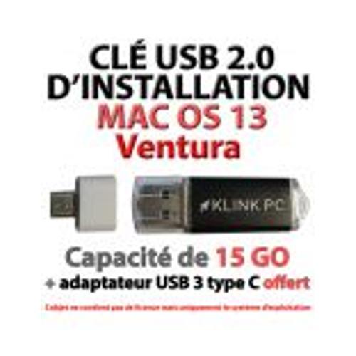 Clé USB d'installation Mac OS 13 Ventura (Klink PC)