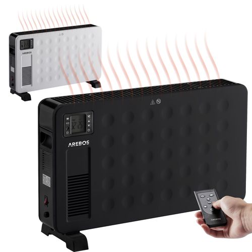 AREBOS Convecteur 2300 W | chauffage électrique avec 3 niveaux de chauffage | chauffage par convecteurs | chauffage silencieux | noir