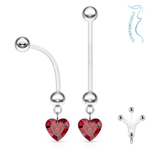Piercing Nombril Grossesse Pierre Zirconium Bébé Maternité Longue Barre Acrylique Retainer Bioflex Zaely Rouge Lovepiercing