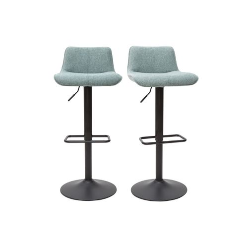 Tabourets De Bar Réglables En Tissu Effet Velours Texturé Vert Céladon Et Métal (Lot De 2) Boost