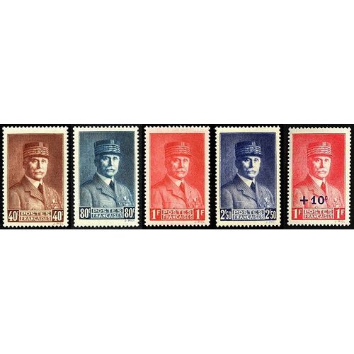 France 1940 / 41, Très Belle Série Complète Neuve** Luxe Timbres Yvert 470 471 472 473 + 494, Philippe Pétain, Militaire Et Homme D'état Français.