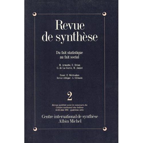 Revue De Synthèse, Numéro 2 : Du Fait Statistique Au Fait Social