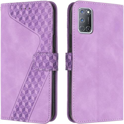 Coque Pour Oppo A52 / Oppo A72 / Oppo A92, Étui Housse Protection En Cuir Pu [Pochette De Portefeuille] [Magnétique], Antichoc Etui À Rabat Pour Oppo A52 / Oppo A72 / Oppo A92 (Violet)