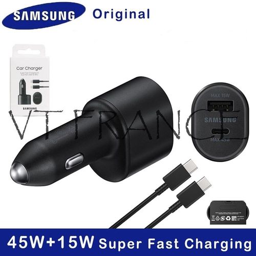 Samsung Chargeur Rapide Voiture 60w + Cable USB-C, Couleur: Noir