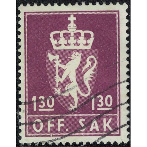 Norvège 1981 Oblitéré Used Armoiries Off. Sak 1,30 Ore Lion Héraldique Lilas Rougeâtre Foncé Y&t No S108 Su