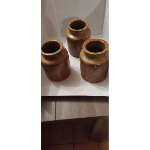 Pots En Gres (X3) Anciens Vintage Ferme