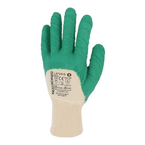 Gants Singer Safety Enduit Latex - Tailles 08 - Lat26ig08
