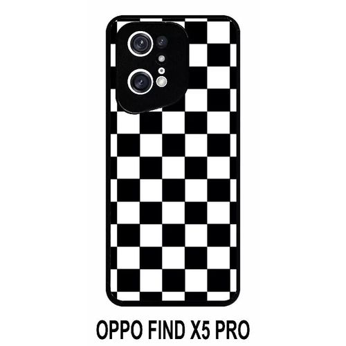 Coque Oppo Find X5 Pro - Dammier Noir Et Blanc - Silicone - Noir