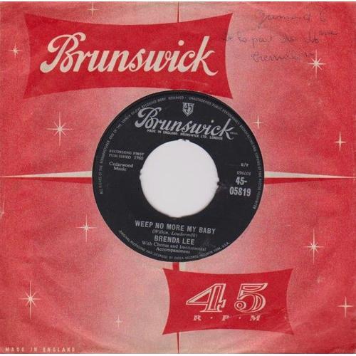 45 Sp Brenda Lee - Sweet Nothin's - Weep No More My Baby - Brunsswick 05819 London Janvier 1960