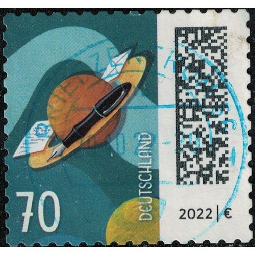 Allemagne 2022 Oblitéré Used Lettres Et Stylo Au Tour De La Planète Saturne Su