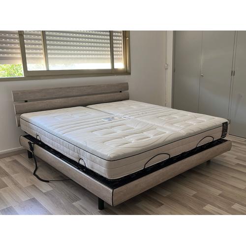 Lit 180x200 Sommier Électrique + Matelas André Renault Bi-Tête